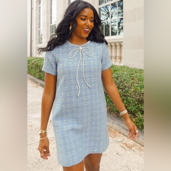 Mestiza New York Ainslee Tweed Blue Tweed Dress - Picture 2 of 7